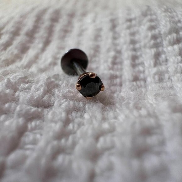 BVLA Rose gold 2mm black diamond stud fine jewelry earring